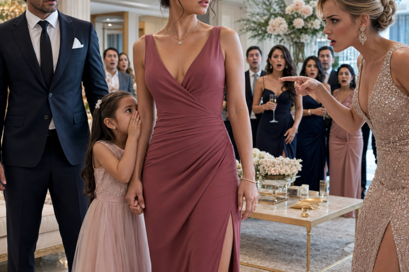En plena fiesta de compromiso, la prometida del magnate humilló a la hijita de la empleada; lo que la niña susurró frente a todos destapó una verdad que nadie esperaba…