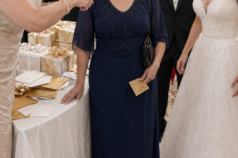 El padre de mi novio llamó humilde a mi mamá y la puso a recibir sobres en mi boda; nadie imaginó que ella había salvado su empresa y nuestra casa en silencio…