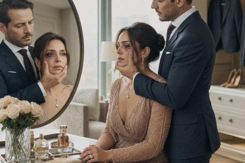La noche en que mi esposo iba a convertirse en socio de la empresa, me sostuvo la cara frente al espejo y me dijo que si alguien preguntaba por mi ojo, yo ya sabía qué mentir.