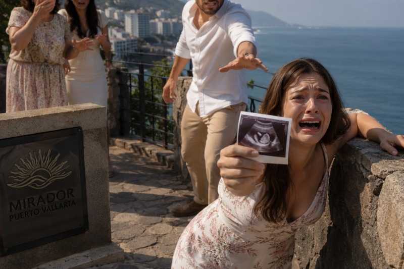 Mi esposo me llevó a un mirador en Puerto Vallarta para celebrar su cumpleaños y, cuando le dije que estaba embarazada, me abrazó llorando… antes de empujarme al vacío.