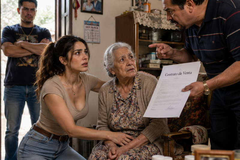 Llegué a arreglar la gotera de mi abuela y la encontré sin sus medicinas; mi tío quería forzarla a firmar la casa, pero una cámara de la tiendita cambió todo