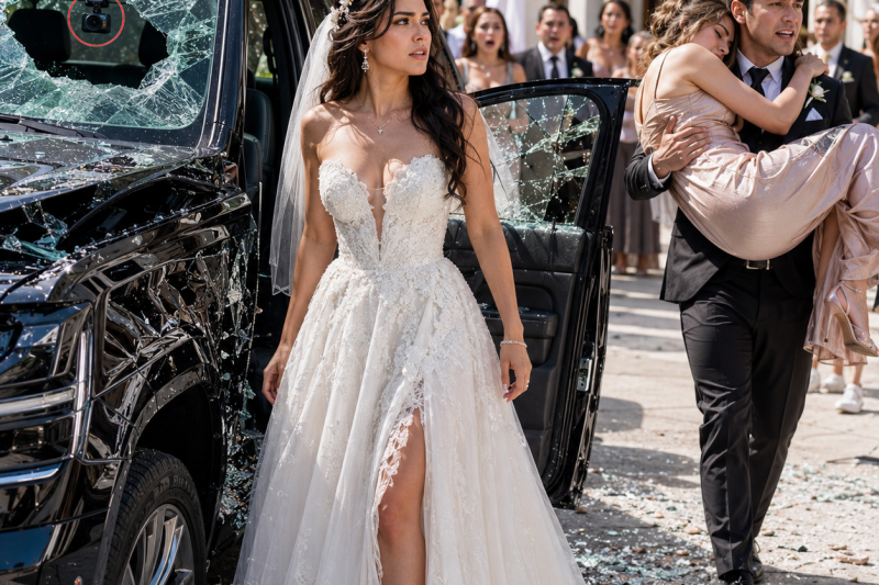 El día de mi boda, mi novio cargó a su amiga “delicada” al hospital y me dejó atrapada entre vidrios; no sabía que la camioneta tenía dashcam
