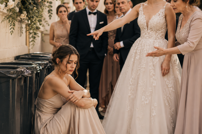 Mi hermana me mandó sentar junto a los botes de basura en su propia boda, y mi madre todavía me pidió que sonriera para no arruinar las cámaras.