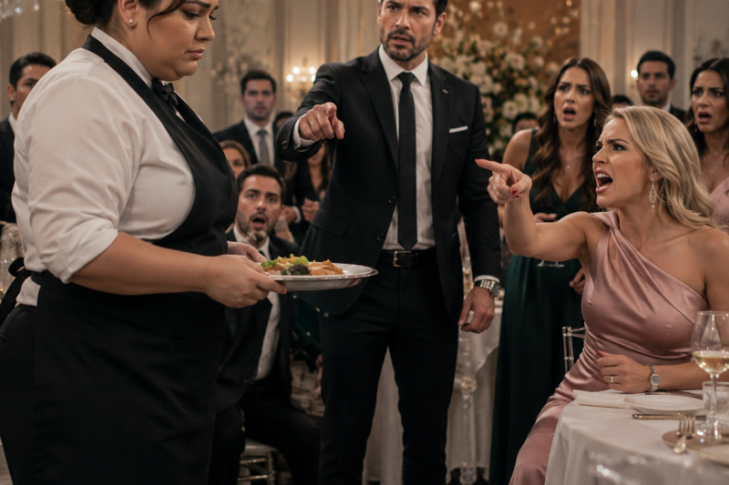 Se burlaron de la mesera de talla grande en una boda de lujo, hasta que el hombre más temido de la sala se levantó y reveló que ella había salvado a su hermana