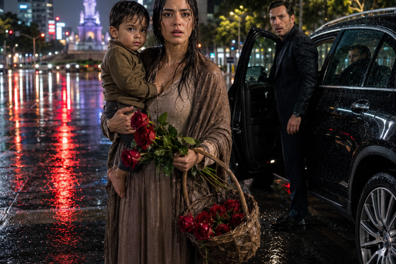 Vi a mi esposa muerta vendiendo rosas bajo la lluvia con un niño de mis ojos, y entendí que mi imperio criminal había enterrado una mentira durante 3 años…
