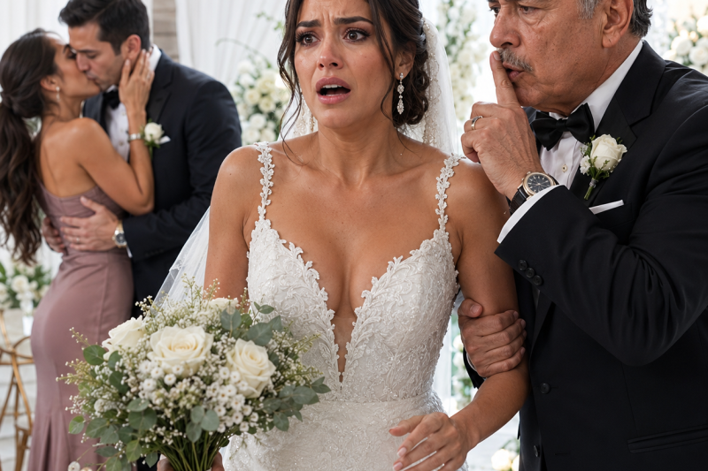 El día de mi boda vi a mi prometido besando a mi hermanastra detrás del altar, y lo peor fue que mi padre me pidió que me callara para no arruinar el negocio familiar.