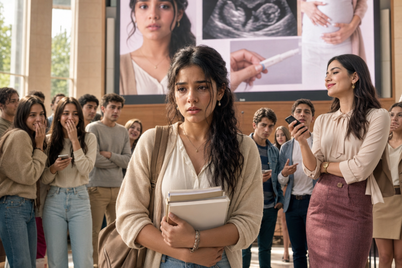 El día que toda mi universidad vio mi supuesto embarazo en una pantalla gigante, no me dolió la risa: me dolió que nadie dudara de que una muchacha pobre merecía ser humillada.