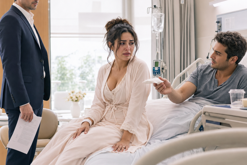 Mi esposo me pidió el divorcio 38 minutos antes de mi cirugía de cáncer; desperté llorando, y el hombre de la cama de al lado me dejó una servilleta