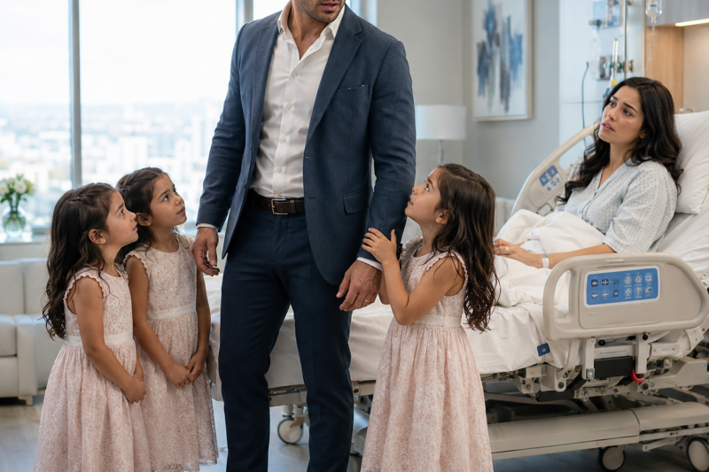 Fui al hospital a ver a mi ex después de 7 años y encontré a tres niñas idénticas a mí; no sabía que esa tarde me llamarían papá