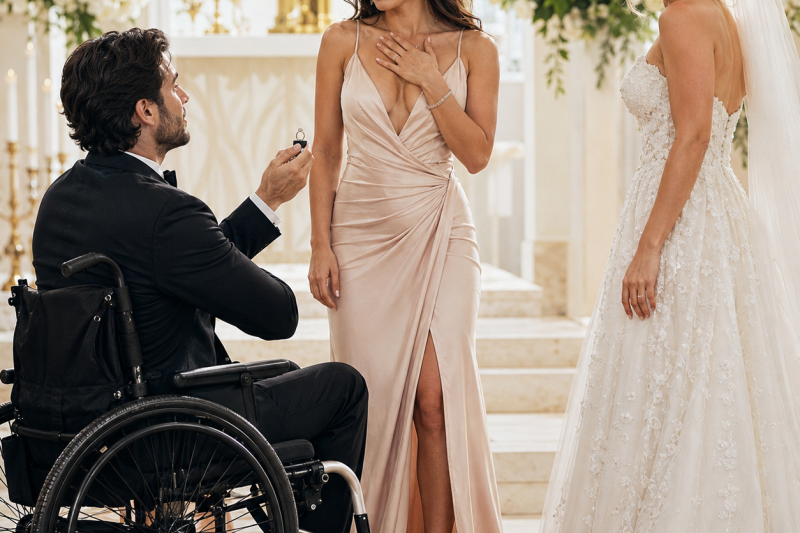 Mi novia me dejó en el altar por estar en silla de ruedas; entonces le pedí matrimonio a la única mujer que nunca me miró con lástima