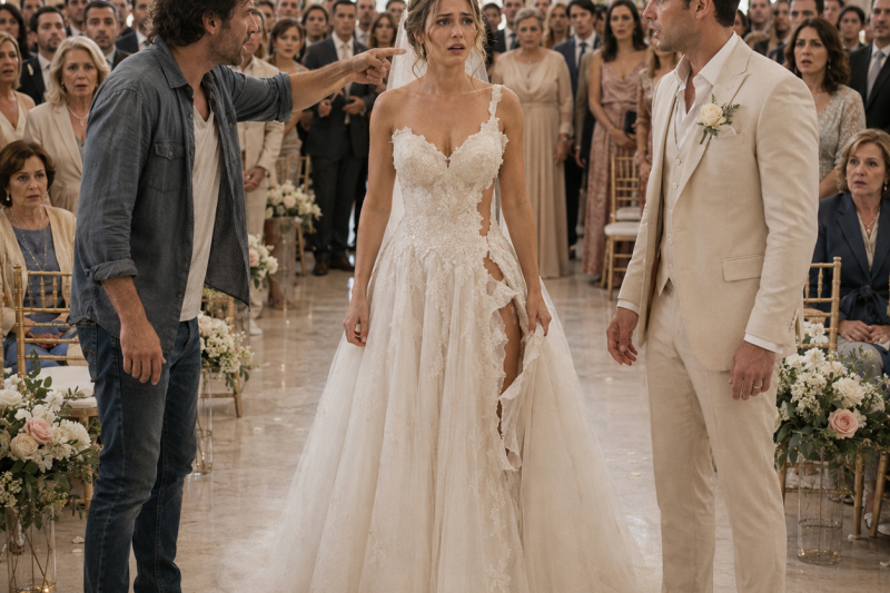 Mi boda murió antes de que sonara la marcha nupcial, justo cuando un desconocido me dejó con el vestido rasgado frente a 80 invitados y le dijo a mi prometido que yo lo había metido a escondidas en el hotel.