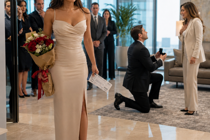 Llevé flores y boletos a Santa Fe para sorprender a mi esposo; llegué a su empresa y lo vi pedirle matrimonio a la nueva CEO