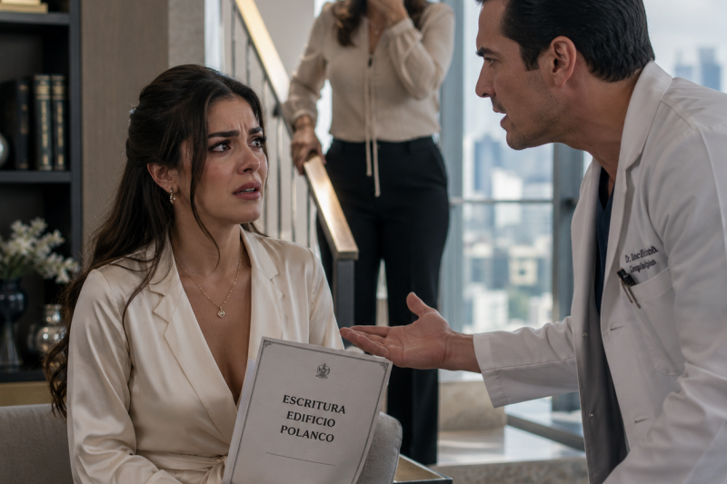Mi esposo médico me dijo que tenía cáncer terminal para que le entregara mi edificio en Polanco, pero una plática en la escalera reveló su verdadero plan…