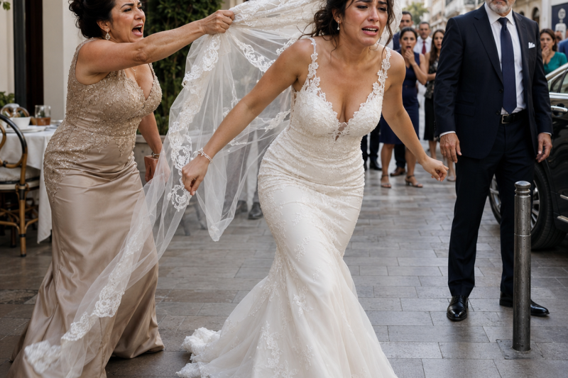 Mi madre me alcanzó en plena calle, me arrancó el velo de novia y gritó delante de todos que yo era una hija maldita por huir del hombre que acababa de comprarme.