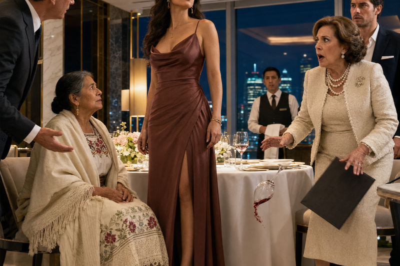 Mi futura suegra llamó ignorante a mi madre campesina y le lanzó el menú en plena cena; segundos después, ella pidió vino en francés y reveló quién pagaba ese hotel…