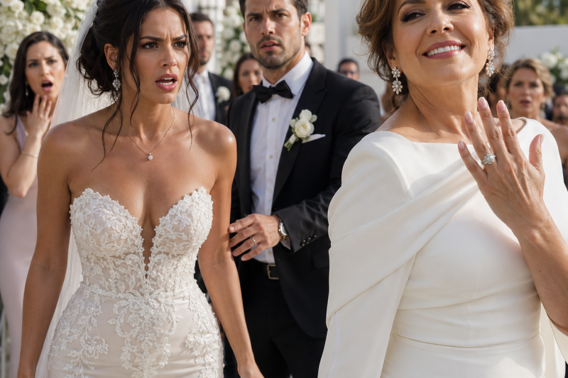 El día que mi suegra apareció en mi boda vestida de blanco, usando mi anillo de compromiso y saludando a los invitados como si la novia fuera ella, supe que no estaba peleando por un hombre, sino por mi derecho a no desaparecer dentro de otra familia.